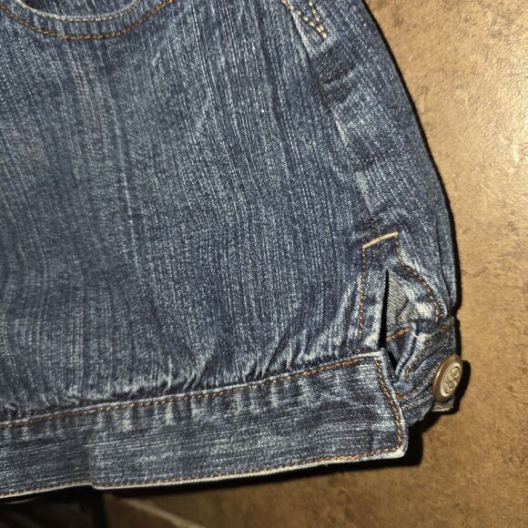 NO BOUNDARIES NOBO Sz11 Y2K VINTAGE Side Button Hems Gold Studs 90's Jean Shorts - Picture 4 of 11